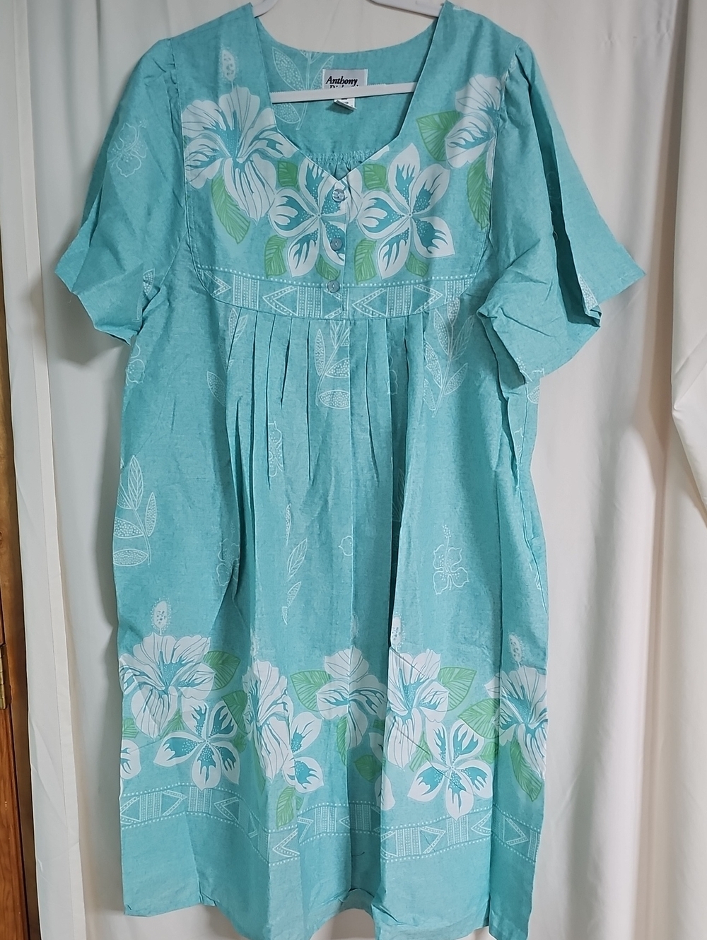 Anthony Richards Turquoise Floral Embroidered Midi  SleepDress
